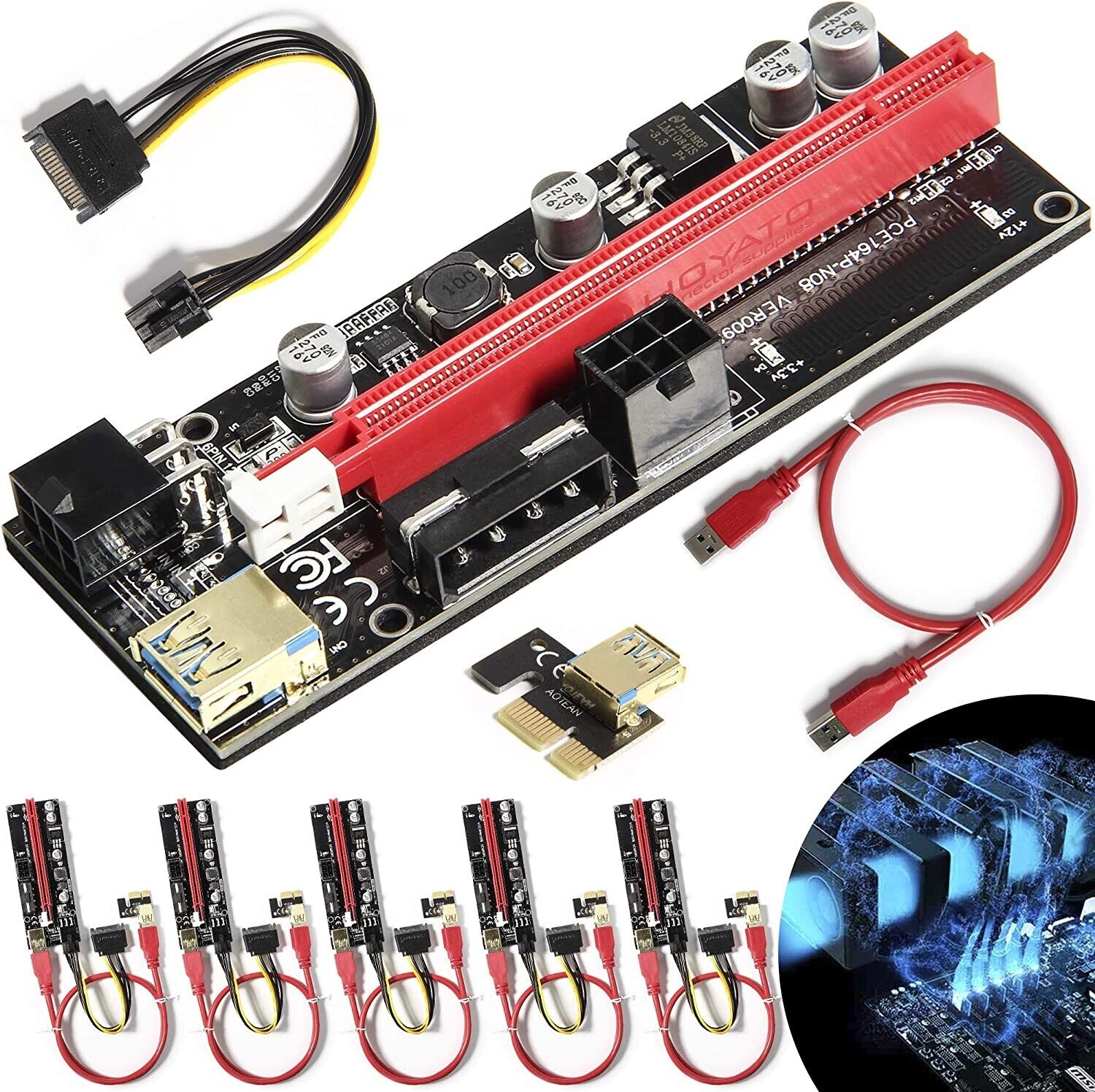 Buy VER009S PCI-e Riser Card PCIe 1X to 16X Extender Riser USB 3.0 ...