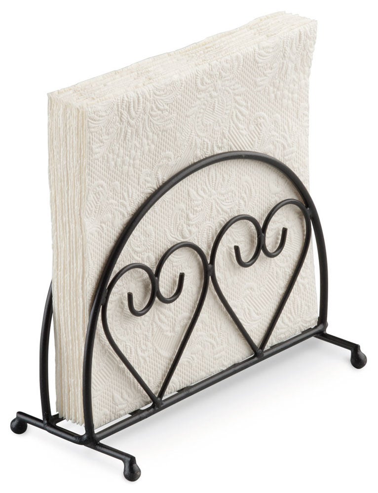 Ambiente Two Hearts Standing Napkin Holder, Black