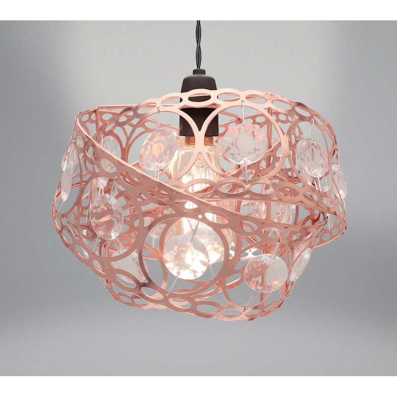 Country Club Metal Light Fitting Rose Gold Gem Wrap Lamp Shades 5023674180408 Country Club Metal Light Fitting Rose, Rose Gold Pendant Lamp Shade