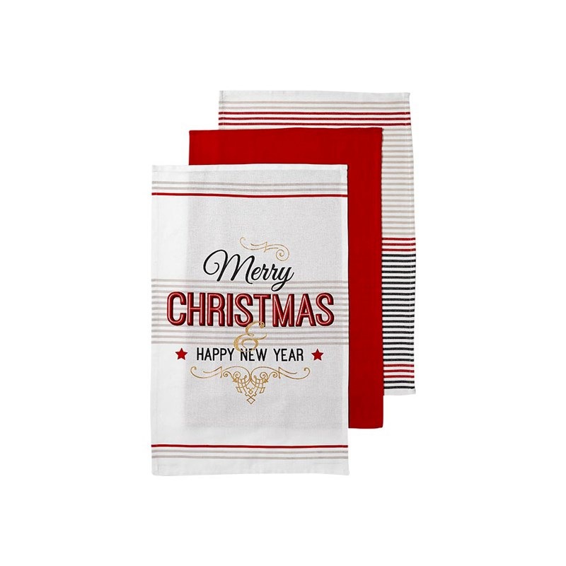 Buy Ladelle Merry Christmas Tea Towels, Set of 3 MyDeal