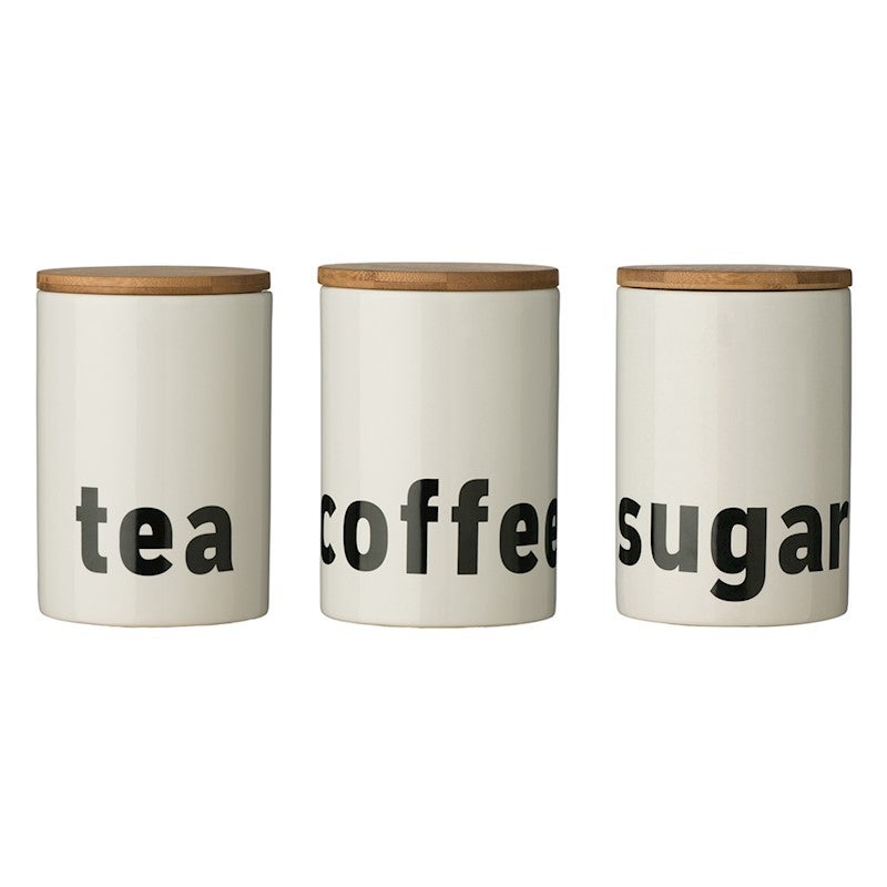 Mono Tea Coffee Sugar White Dolomite Kitchen Storage Canisters New