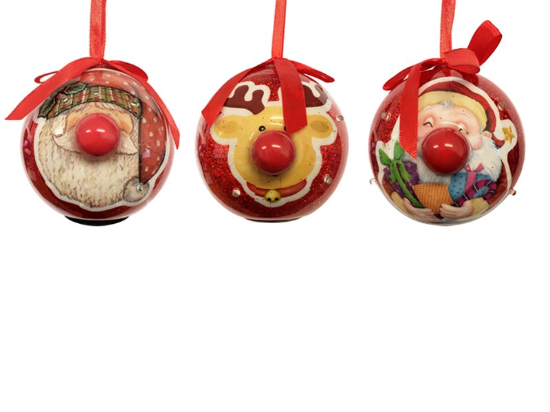 Straits Novelty LED Baubles Set of 3, Santas and Rudolph
