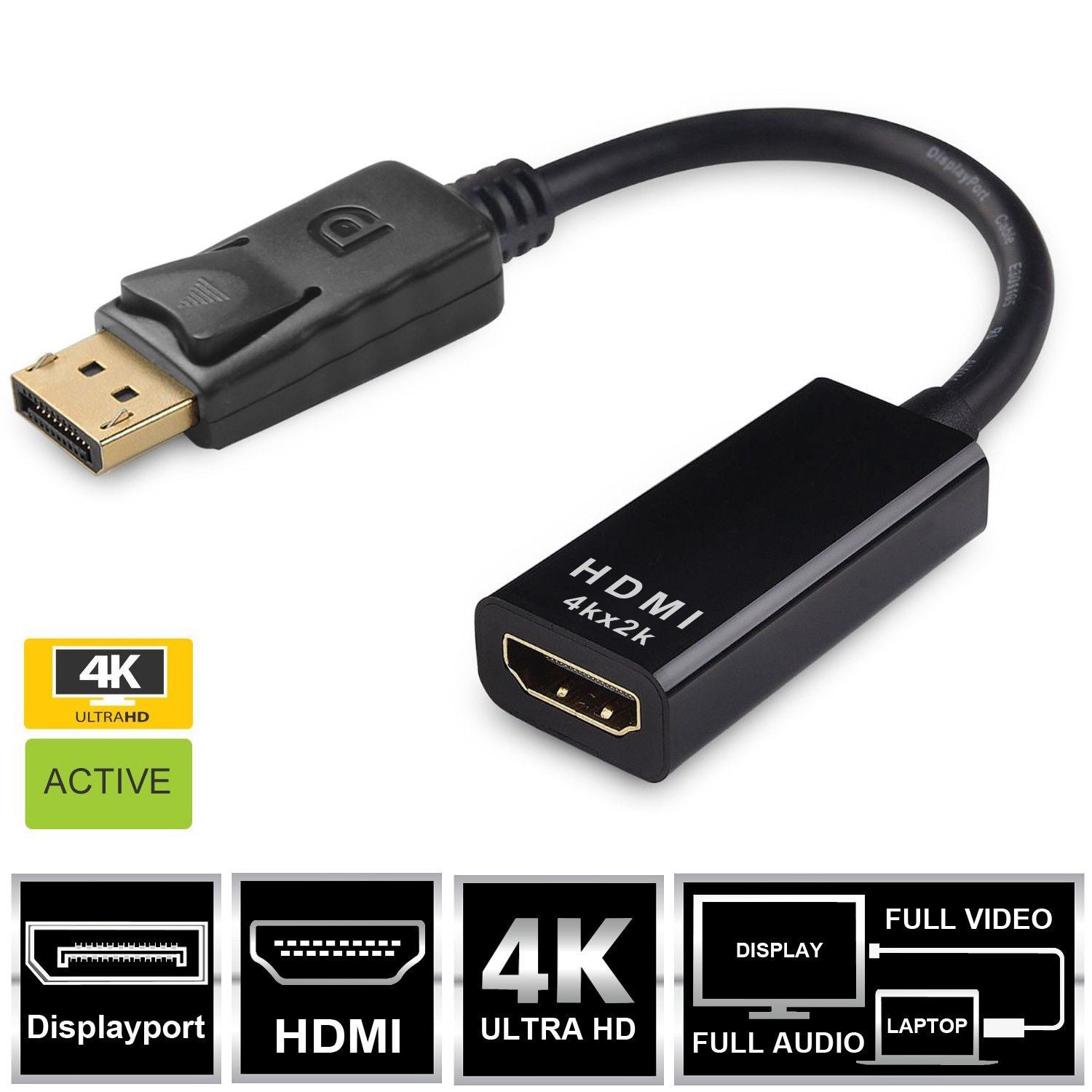 Displayport Display Port DP to HDMI Cable Male to Female Video Adapter Converter 4K Ultra HD