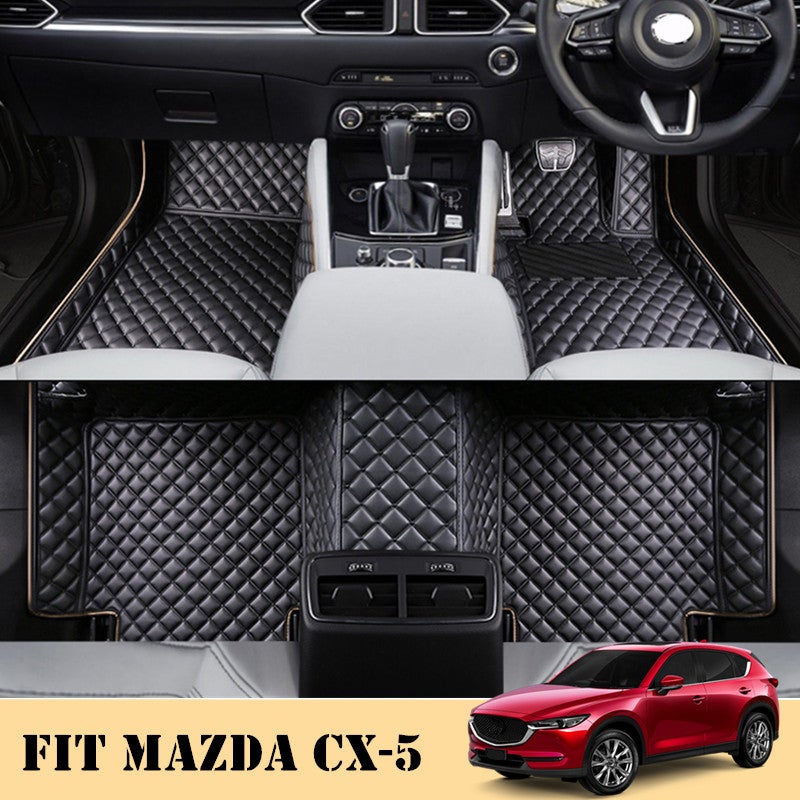 Mazda CX-5 CX5 2017-2024 Premium Custom Made PU Leather Car Mat Floor Liner Carpet Complete Set