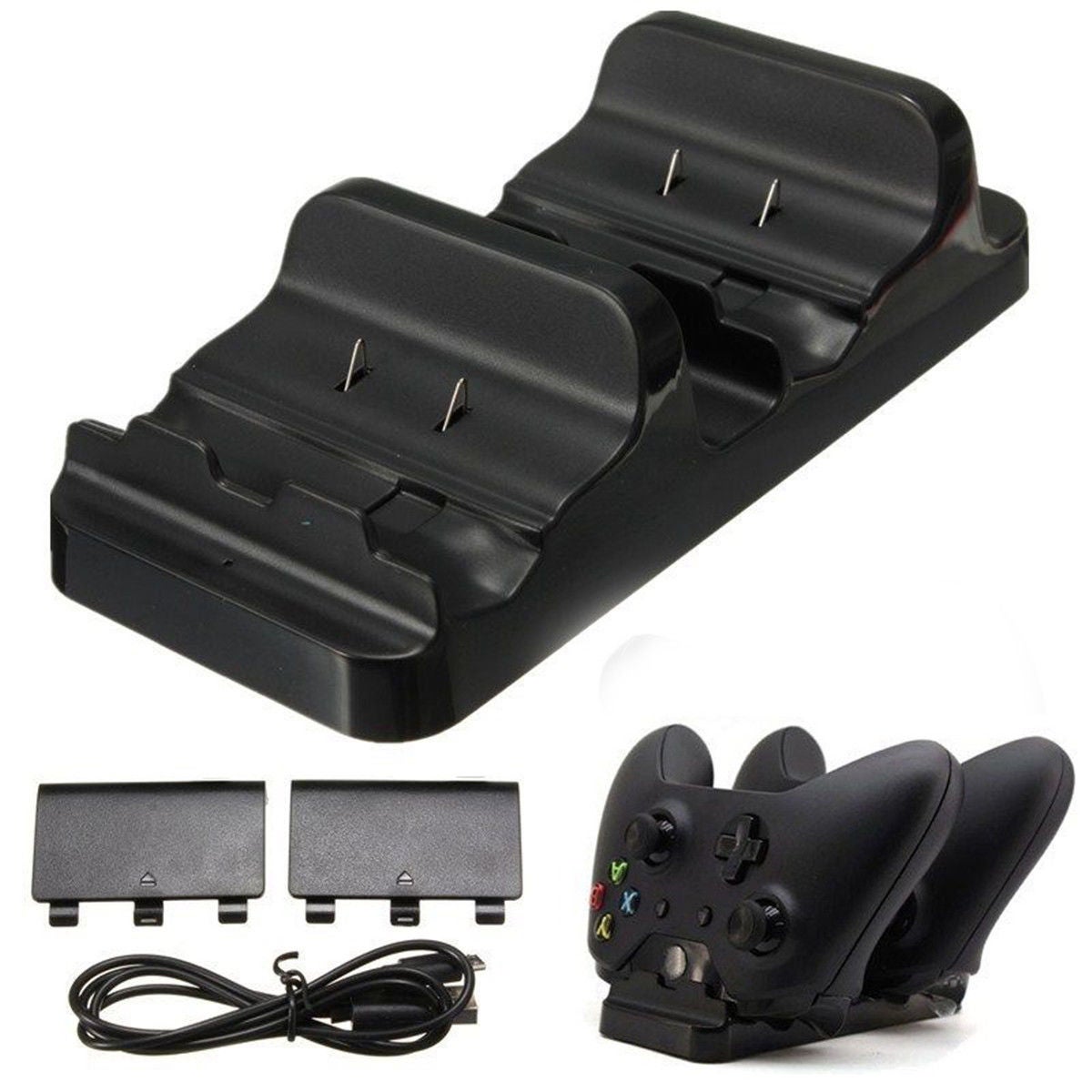 Xbox One Dual Controller Charger Dock Station Charging Stand and 2 Rechargeable Battery