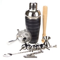 PurpleSpoilz 10 Piece Black Cocktail Shaker Set With Waiters Friend