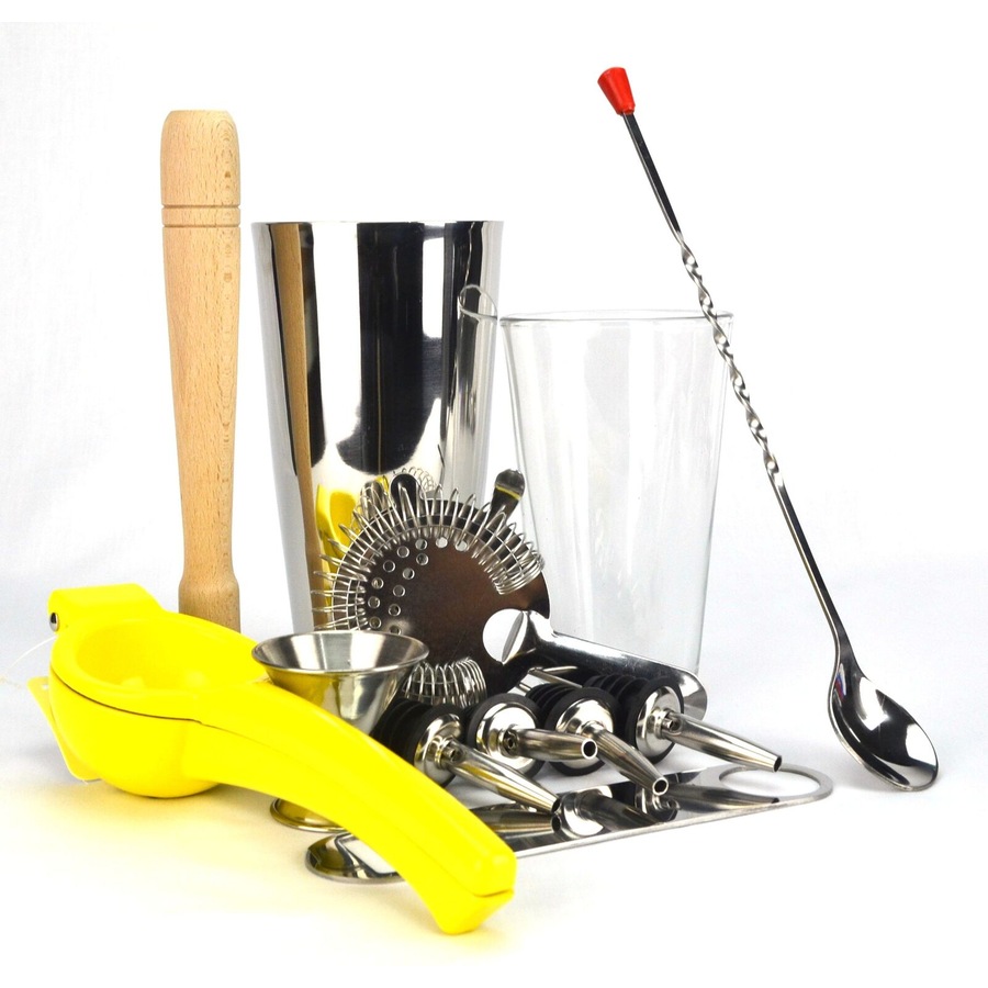 PurpleSpoilz 10 Piece Boston Shaker Set With Lemon Squeezer And A Free Bar Blade