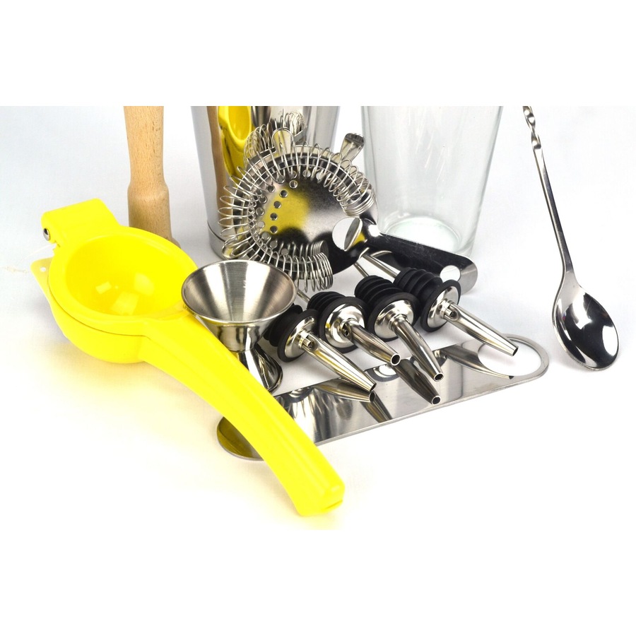 PurpleSpoilz 10 Piece Boston Shaker Set With Lemon Squeezer And A Free Bar Blade