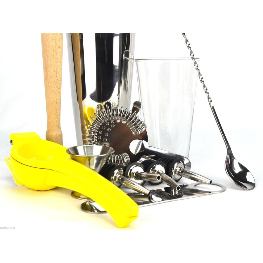 PurpleSpoilz 10 Piece Boston Shaker Set With Lemon Squeezer And A Free Bar Blade