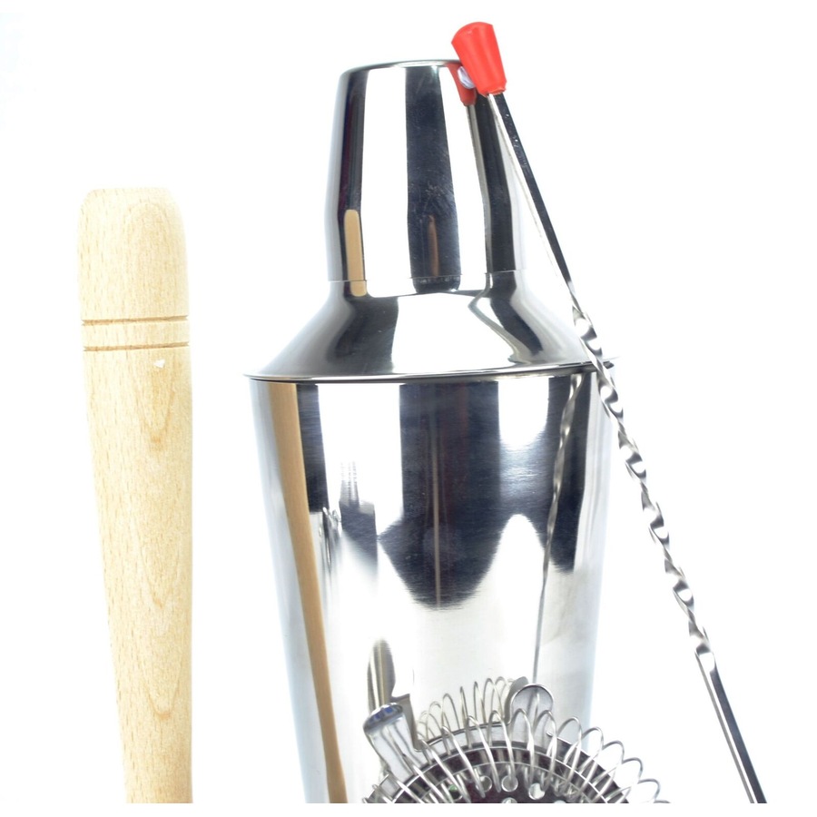 PurpleSpoilz 10 Pce Cocktail Shaker Set With Coloured Pourers & Free Bar Blade