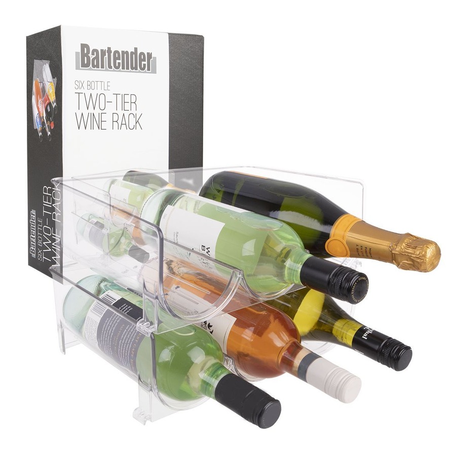 Bartender 6 Bottle 2-Tier Clear Wine Rack