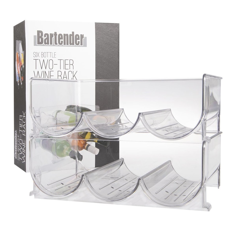 Bartender 6 Bottle 2-Tier Clear Wine Rack