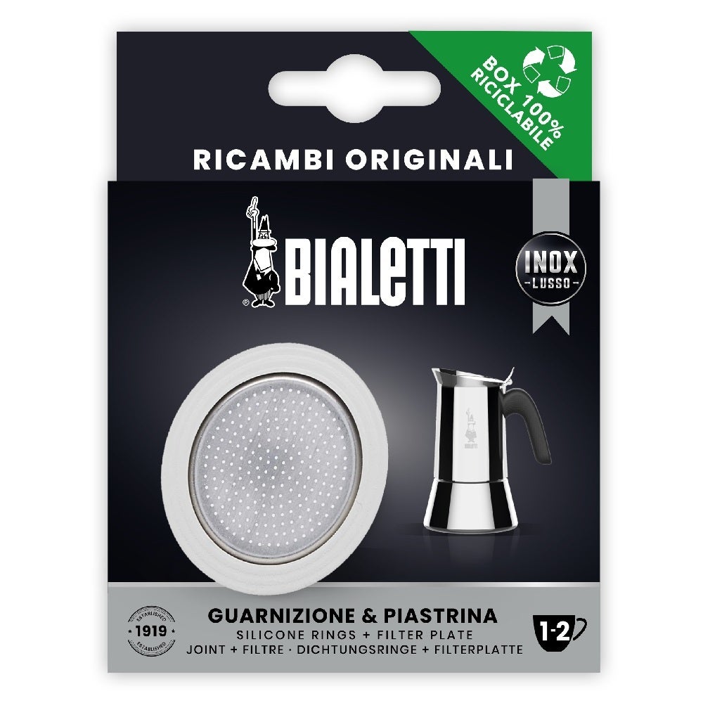 Bialetti Silicone Ring Gasket + Filter Plate For Stainless Steel Coffee Percolat