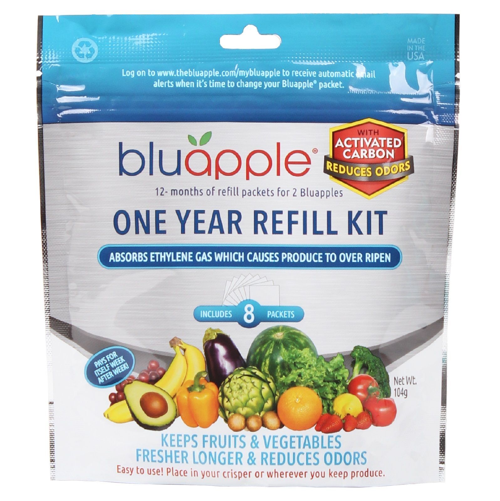 BluApple Classic + Activated Carbon Fruit & Vegetable Life Extender 1 Year Refil