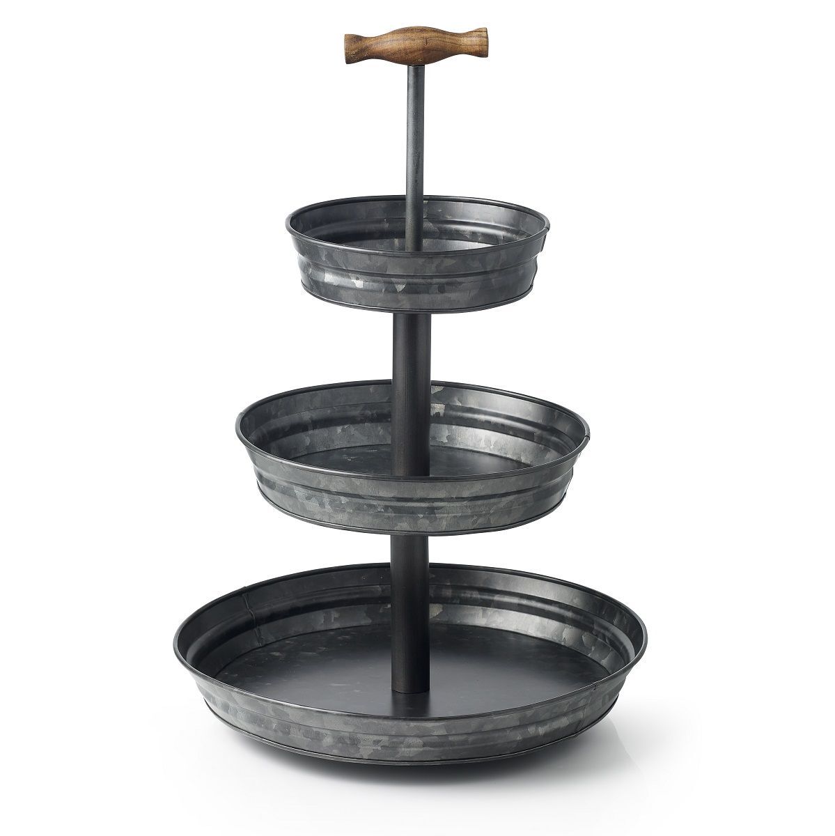 Chef Inox Black Galvanised Metal 3 Tier Stand with Handle