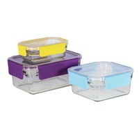 Glasslock 3 Piece Tempered Glass Food Container Premium Oven Safe Set