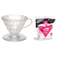 Hario V60 - 01 Coffee Dripper With 100 Filter Papers. Includes A Free Measuring