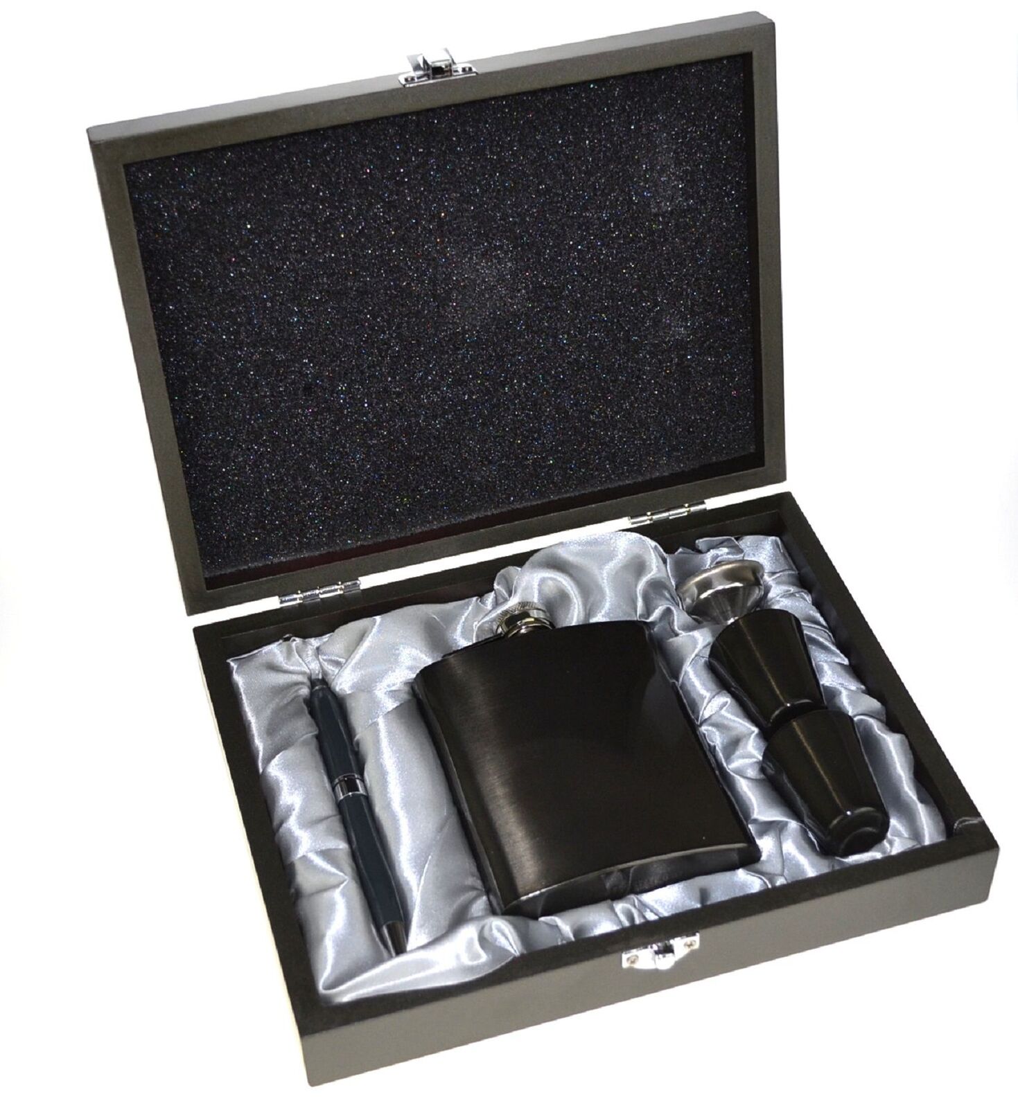 Vidori Hip Flask Gift Boxed Set - Stainless Steel - Gun Metal Grey