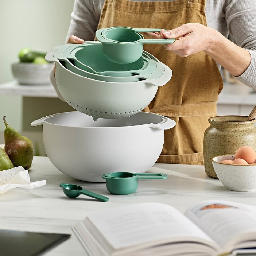 Joseph Joseph Nest 9 Plus Set Measuring Cups Spoons Bowl Set Sage