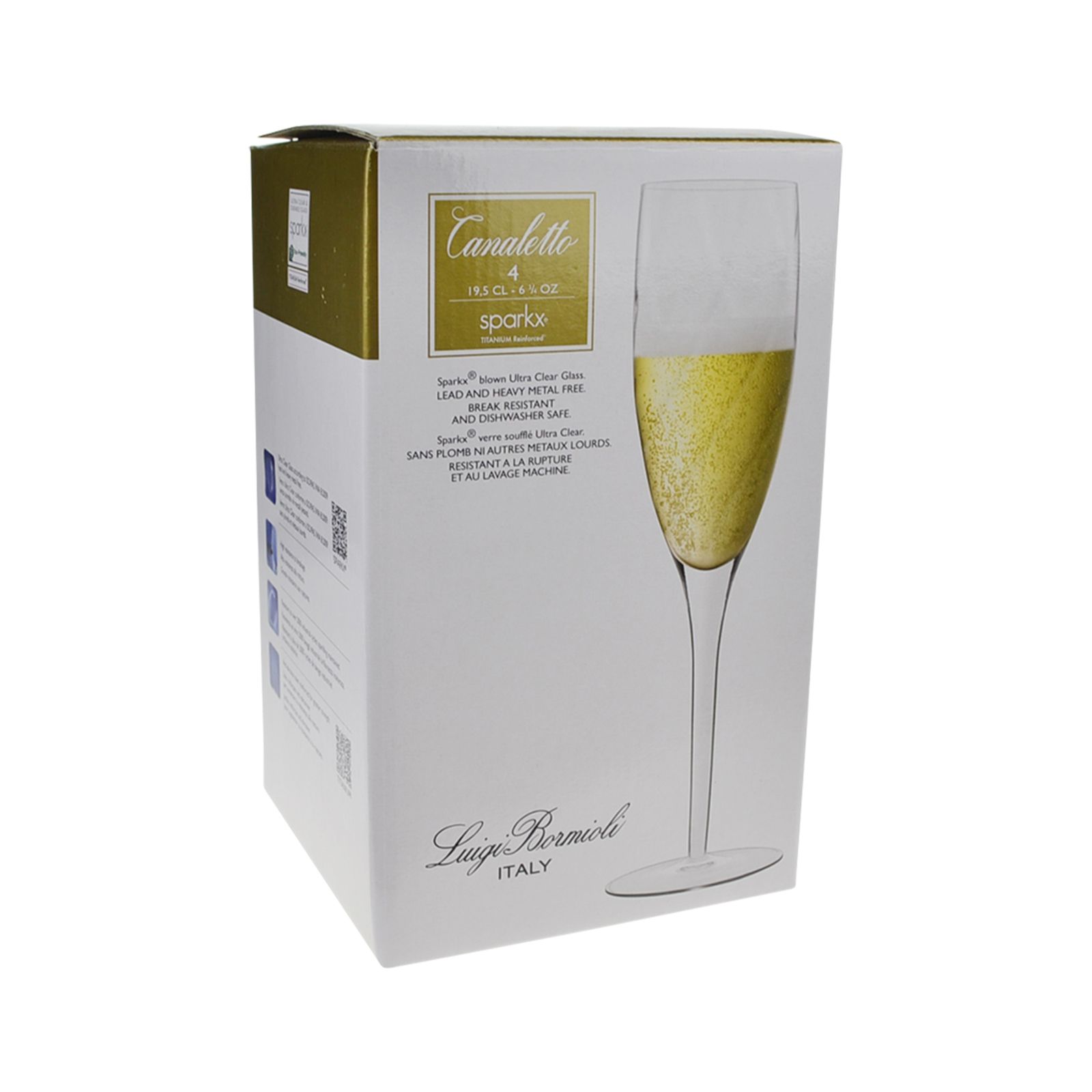 Luigi Bormioli Set 4 Canaletto Champagne Glasses 195ml