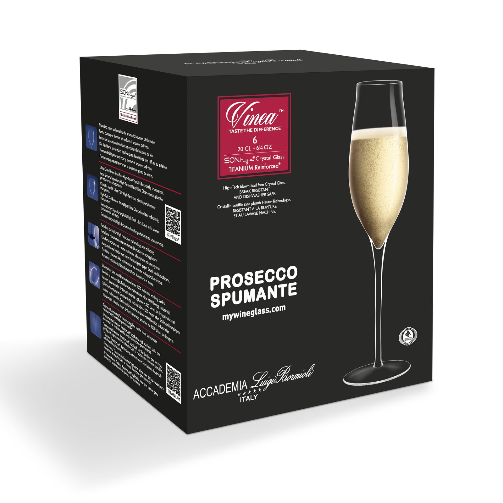 Luigi Bormioli Set 6 Vinea Prosecco Spumante Champagne Glasses 200ml Set 6