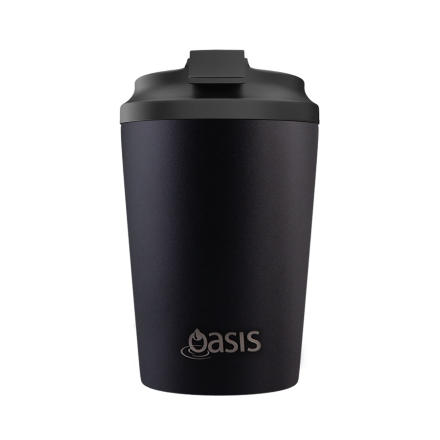 Oasis Ceramic Lined Stainless Steel Double Wall Coffee Cup 360ml - Black
