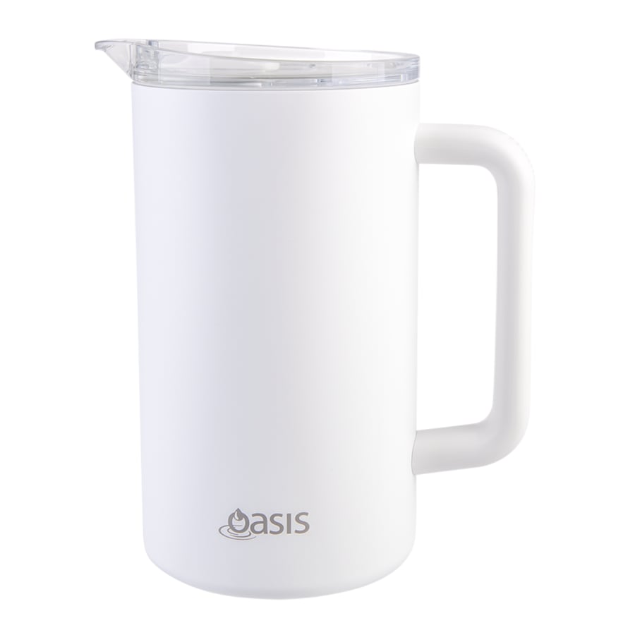 Oasis Ceramic Lined Stainless Steel Insulated Water Pitcher 1.5L - White