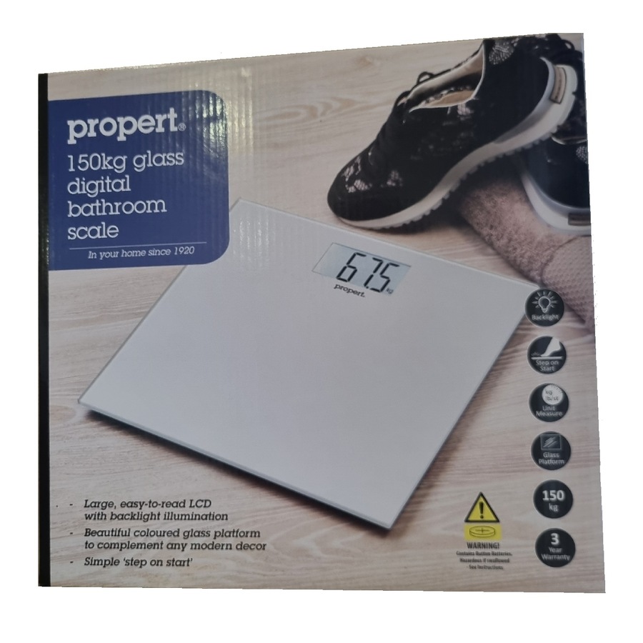 Propert 150kg Glass Digital Bathroom Scale - White