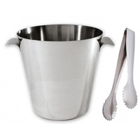 Trenton Stainless Steel Wine Bucket + Ice Tongs