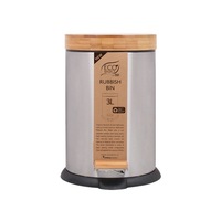 White Magic Eco Basics 3L Bamboo & Stainless Steel Rubbish Bin