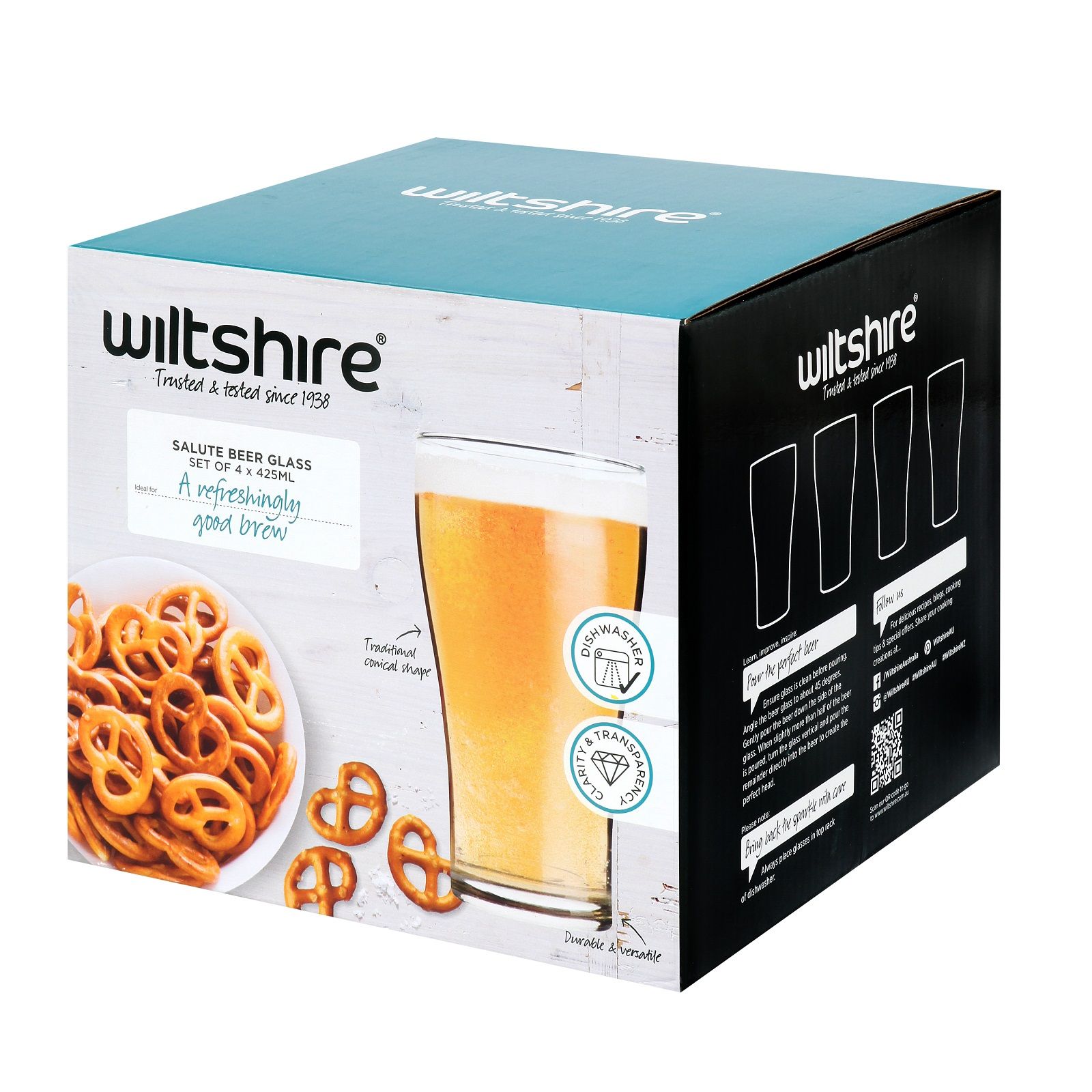 Wiltshire Salute Beer Glasses 425ml Set 4