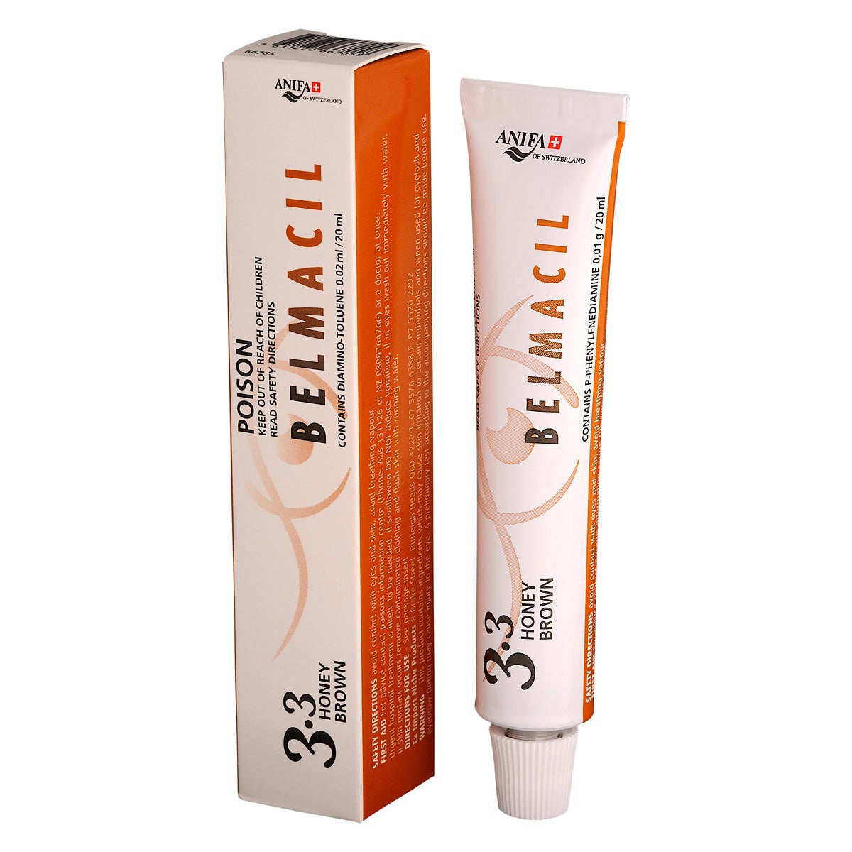 Belmacil Eyelash & Eyebrow Colour Tint - Lash, Brow Tinting #3.3 Honey Brown 20m