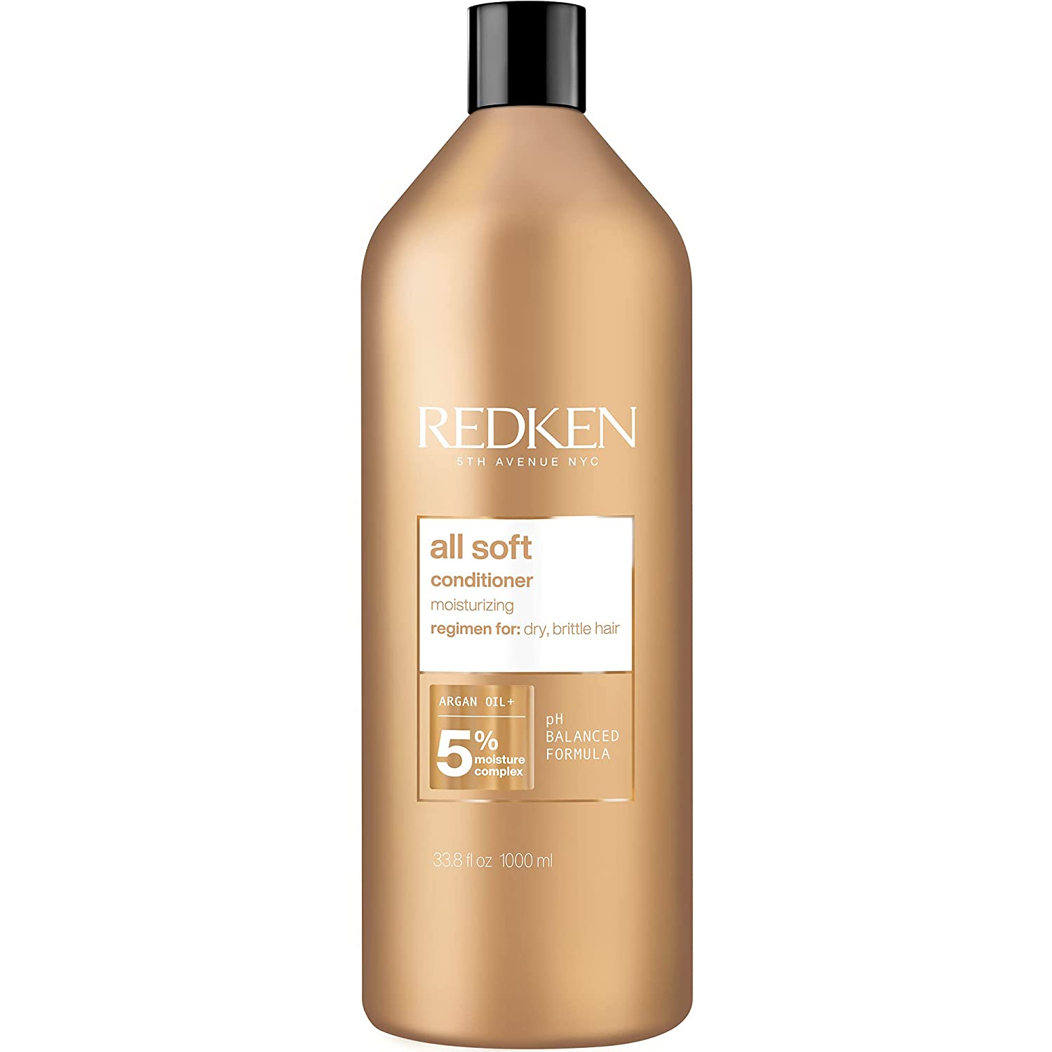 Redken All Soft Conditioner 1Litre 1L - For Dry/Brittle Hair - Moisturizes & Provides Intense Softness - With Argan Oil