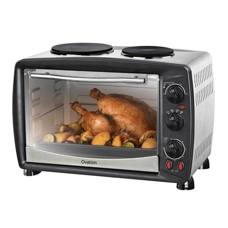 Buy Portable Benchtop Electric Oven 28L with Double Hot Plates MyDeal
