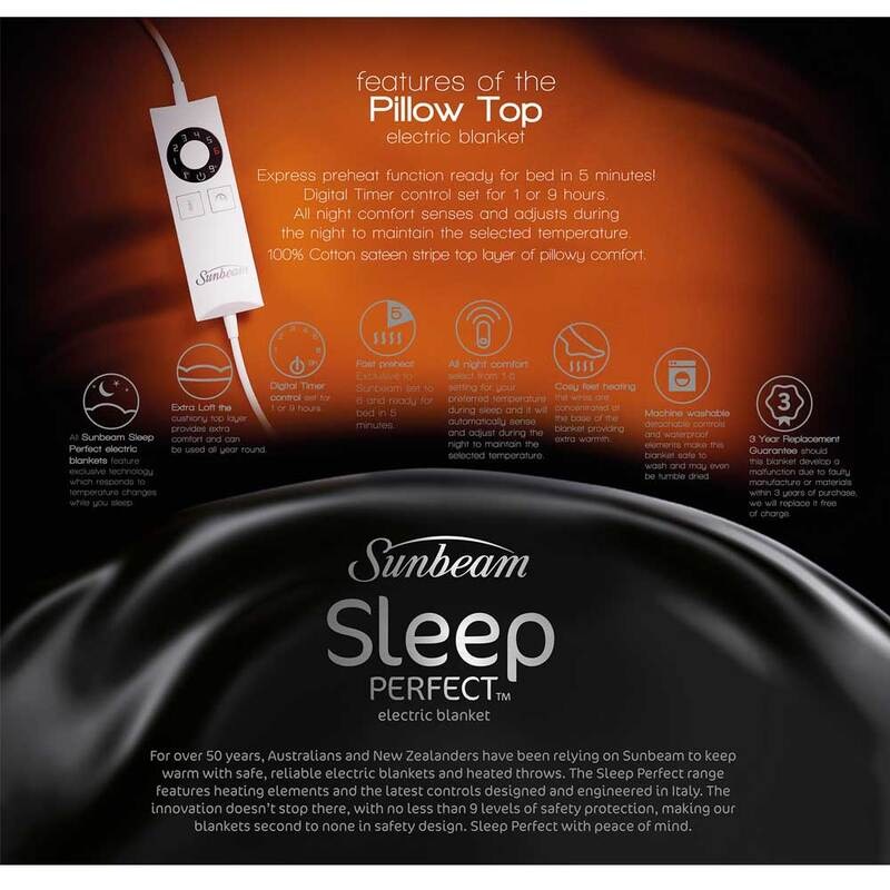 Buy Sunbeam BL5551 Sleep Perfect Queen Bed Pillowtop Heated Electric