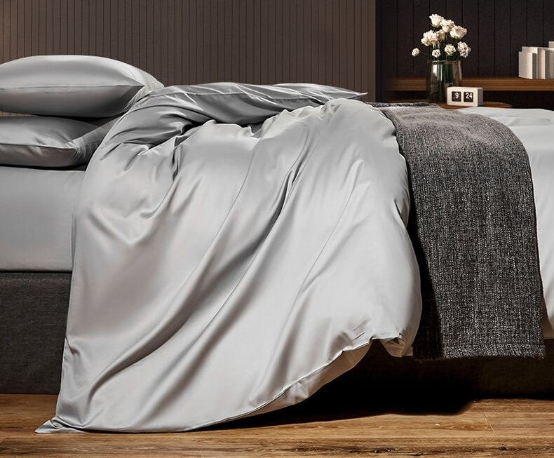 1200TC Egyptian Cotton Double Bed Sheet Set - Silver Grey