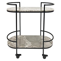 Southside Grey Marble Bar Cart - Black