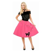 50s Black and Fuchsia Poodle Skirt Costume for Adults