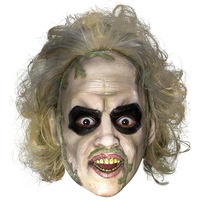Beetlejuice 3/4 Vinyl Mask with Hair for Adults - Beetlejuice