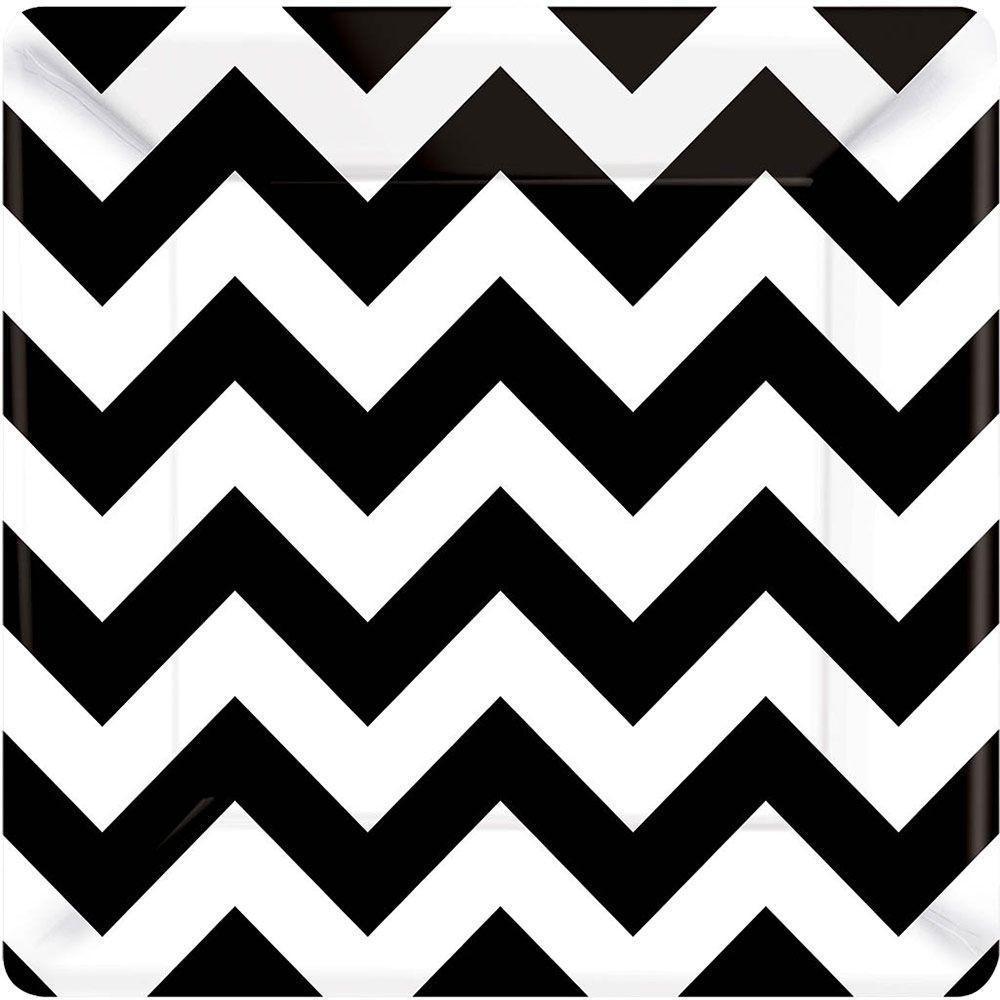 Black and White Chevron 7" Cake Plates - Pack of 18