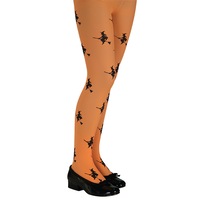Glitter Witch Orange Tights for Kids