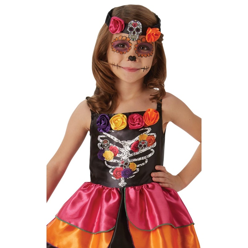 Sugar Skull Day Of The Dead Costume for Kids - MyDeal