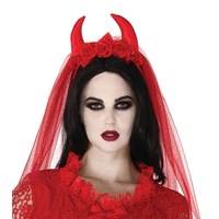 Villainous Veil Devil Horns Headpiece