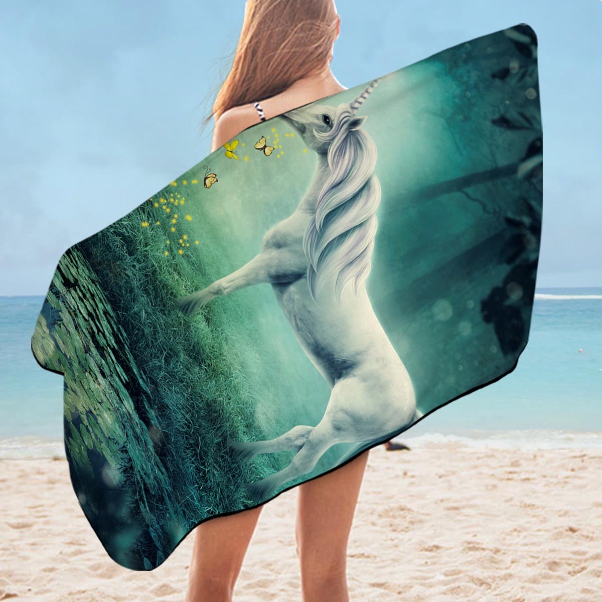 A Fairy Tale Unicorn Microfiber Beach Towel