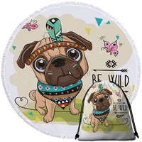 Adorable Native American Pug Beach Towel