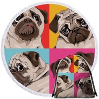 Adorable Pug Beach Towel