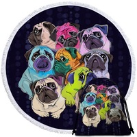 Adorable Pugs Beach Towel