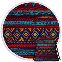 African Print Round Beach Towel