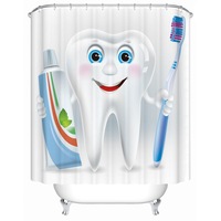 Animated Tooth Character Shower Curtain