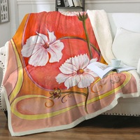 Art Deco Cosmos White Flowers Throw Blanket